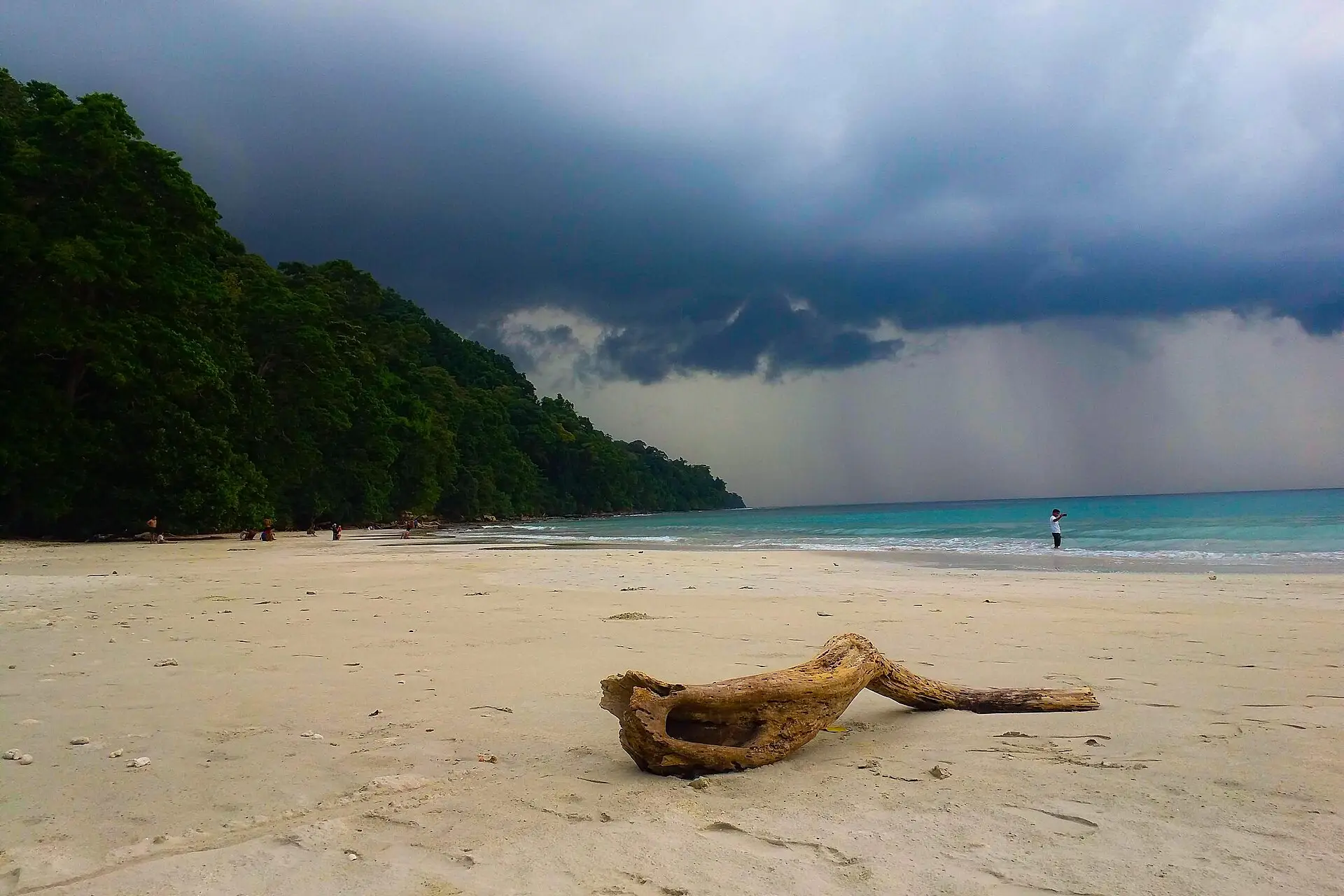 Turquoise water and white sand at Radhanagar Beach, Havelock Island, Andaman