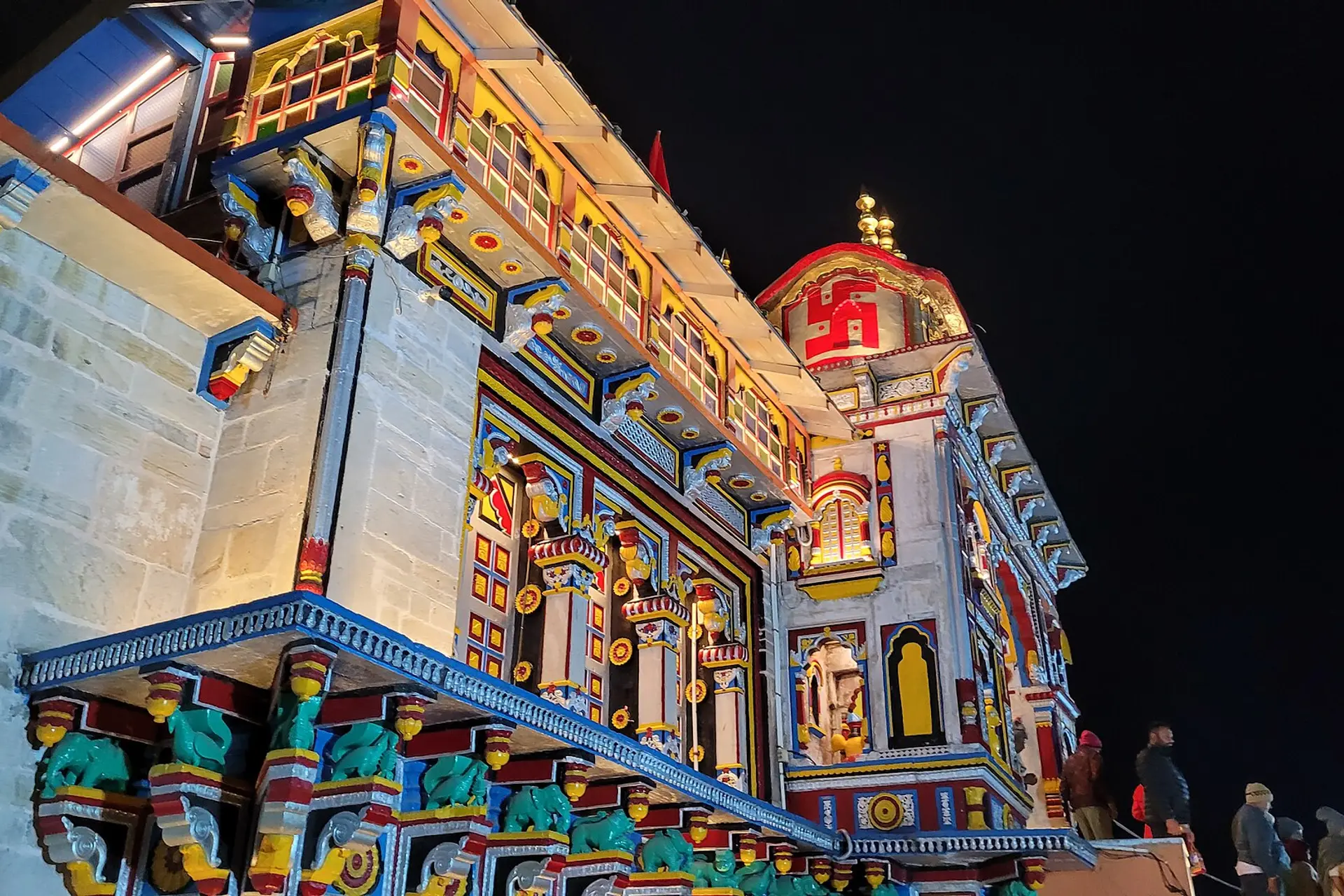 Badrinath Temple against the Himalayan peaks, Uttarakhand